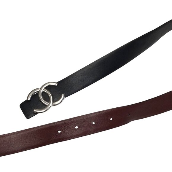 Chanel Reversible Leather Belt in Black/Burgundy main image 5